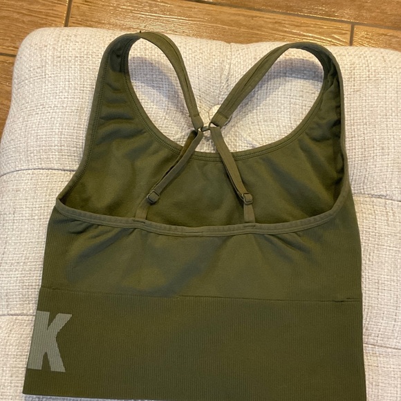 PINK Victoria's Secret Olive Seamless Racerback Sports Bra - Picture 3 of 3